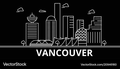 Vancouver Silhouette Skyline Canada Royalty Free Vector