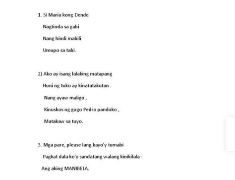 Magtala Ng Isang Halimbawa Ng Tulang Panudyo Na Karaniwang Sinasambit O