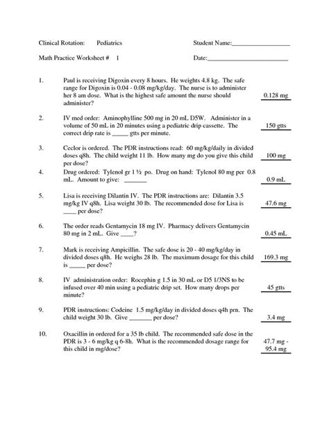 Calculation Practice Worksheet