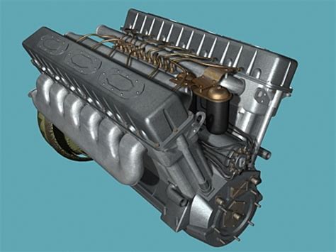 Engine T-34 Tank 3d Model