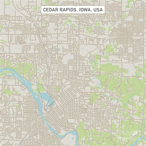 Cedar Rapids Iowa US City Street Map Digital Art by Frank Ramspott