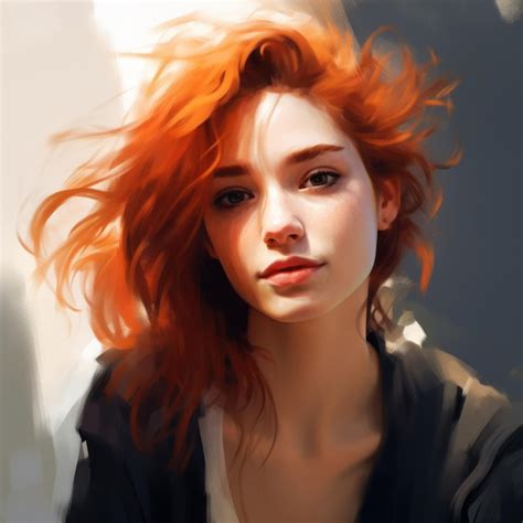 Premium Photo Eerily Realistic Digital Painting Of An Orange Haired Girl