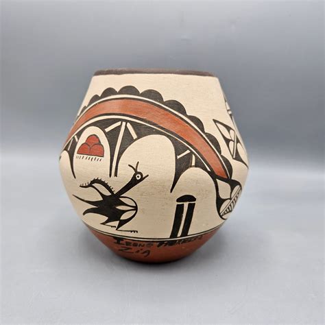 Native American Indian Art Pottery Polychrome Pot By Irene Herrera Zia