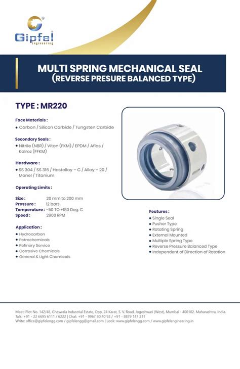 Multi Spring Mechanical Seal Multi Springs Double Mechanical Seals