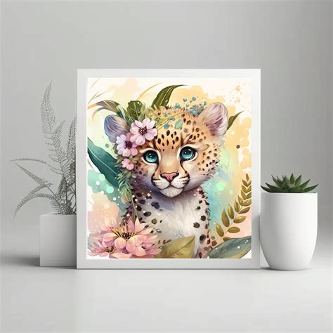 Leopard Watercolor Clipart Nursery Decor Baby Leopard Etsy Canada