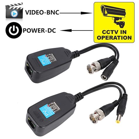 1 Pair Passive Cctv Coax Bnc Video Power Balun Transceiver To Rj45 Connector Gds Ebay