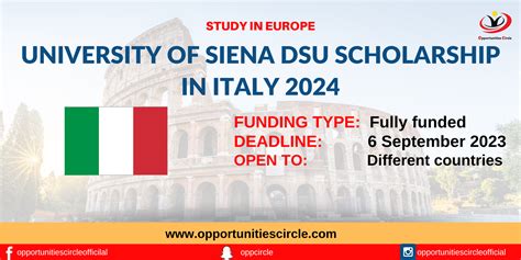 University Of Siena DSU Scholarship 2024 In Italy Fully Funded