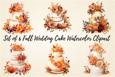 Fall Wedding Cake Watercolor Clipart Graphic By Pcudesigns · Creative Fabrica