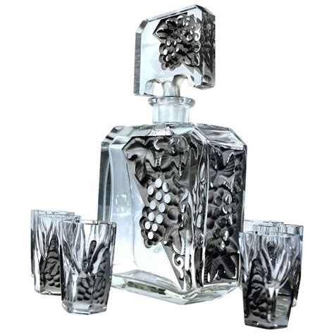 Art Deco Glass Decanter Set By Schlevogt And Hoffman Circa 1930 Glass Decanter Set Art Deco