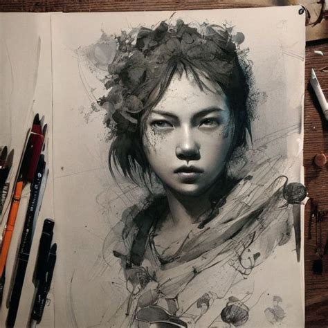 Prompthunt Pencil Drawing Beautiful Intricate Girl Off