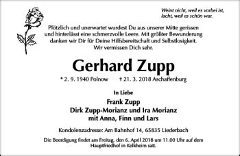 Traueranzeigen Von Gerhard Zupp Trauer Rheinmain De