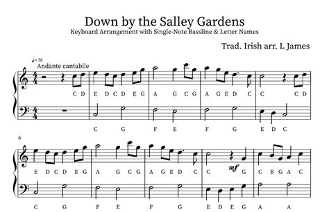 Down By The Salley Gardens Easier Arr Lindsey James Sheet Music Traditional Irish