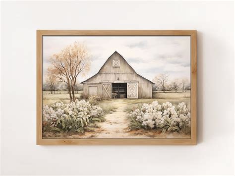 Country Barn Wall Art Print Farm Art Digital Download Spring Barn ...