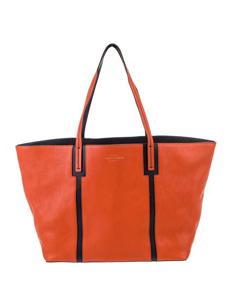 Smythson Leather Tote Bag Orange Totes Handbags Syn26207 The