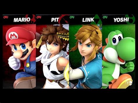 Mario And Pit Vs Link And Yoshi Lv Cpu Battle Super Smash Bros