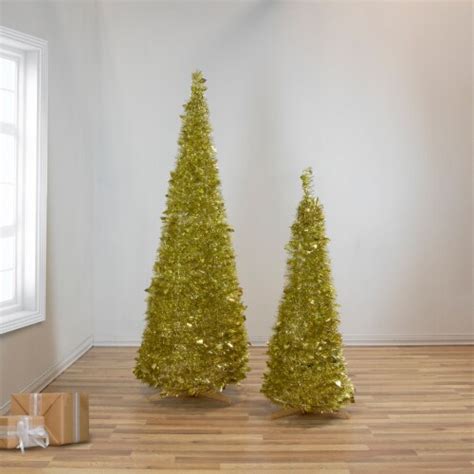 Northlight Gold Tinsel Pop Up Artificial Christmas Tree Unlit