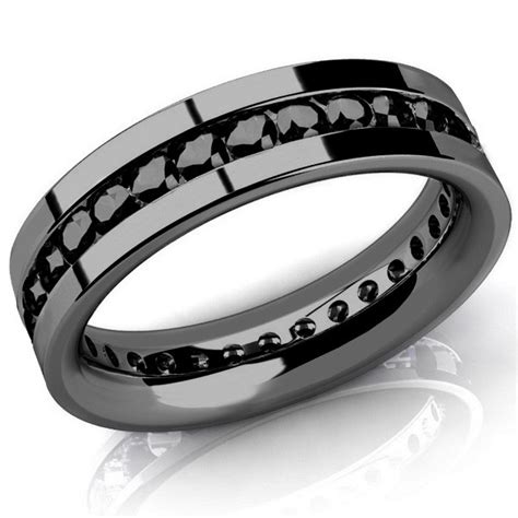 Mens Black Diamond Eternity Wedding Band Ring 14k Black Gold