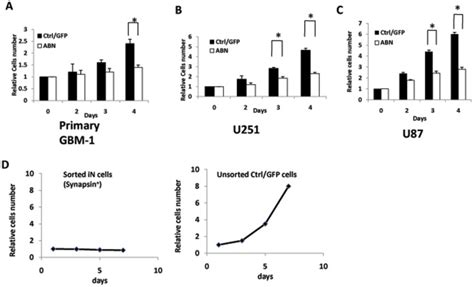 A Primary Glioma Cells Were Counted 2 3 Or 4 Days Post Infection By