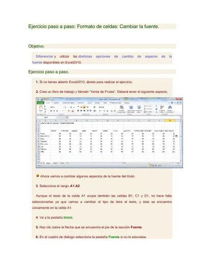 Ejercicio Paso A Paso Formato De Celdas Cambiar La Fuente