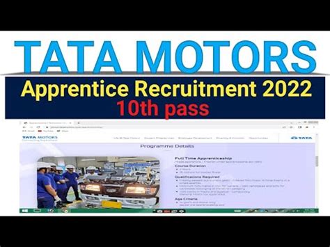 Tata Motors Apprentice Recruitment Youtube