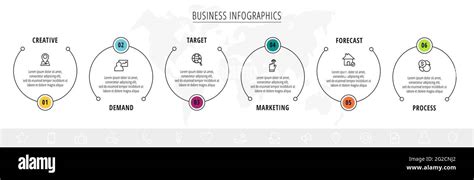 Minimale Infografiken Mit Sechs Linienkreisen Vektor Moderne