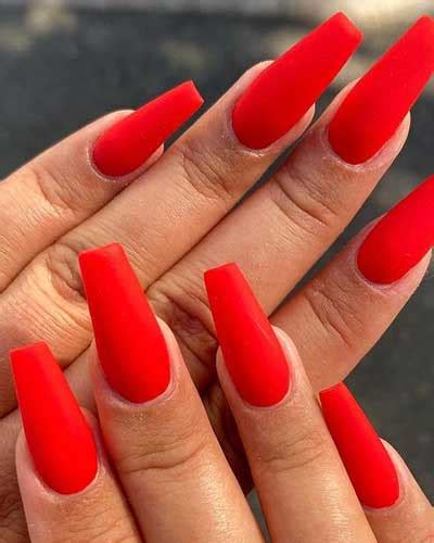 22 Bold And Beautiful Red Coffin Nails In A Rich Matte Finish