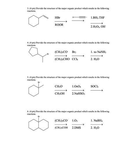 Solved Pts Provide The Structure Of The Major Organic Product