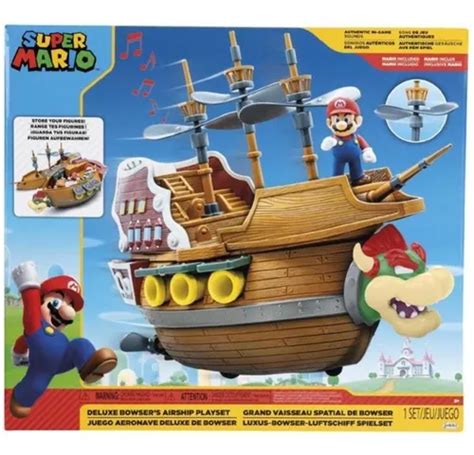 Boneco Super Mario Playset Navio Do Bowser Som Candide