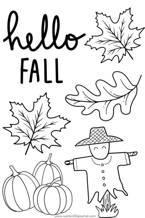 Hello Fall Printable Coloring Page Sustain Life Journal