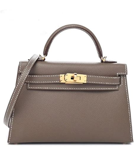 Hermes 2023 Mini Kelly 2 In Etoupe Grey With Gold Hardware