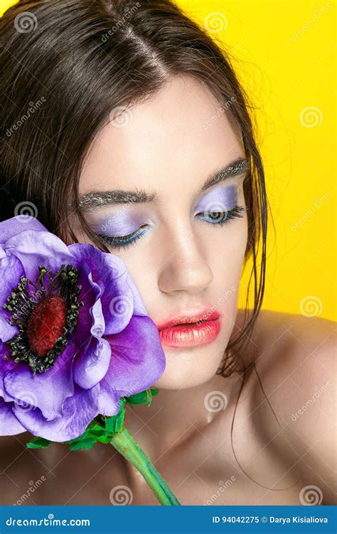 Beauty Girl Portrait With Vivid Makeup Fashion Woman Portrait Close Up