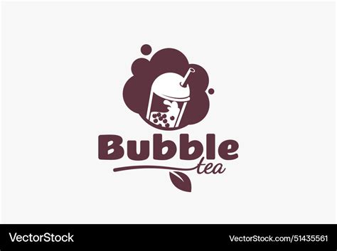 Bubble Tea Logo With Drink Royalty Free Vector Image