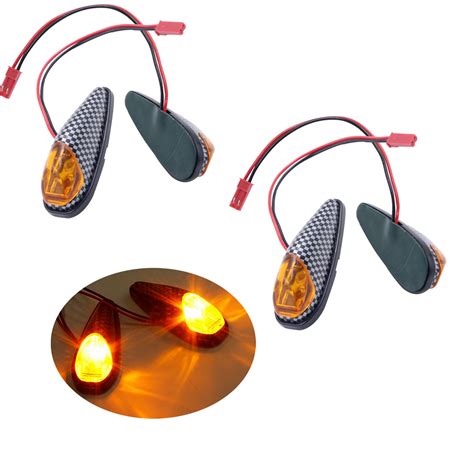 X Universal Flush Mount Led Indicators Carbon Look Amber Lens Suits