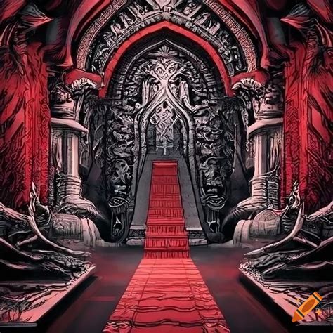 Illustration Of A Red And Black Storybook Throne Room