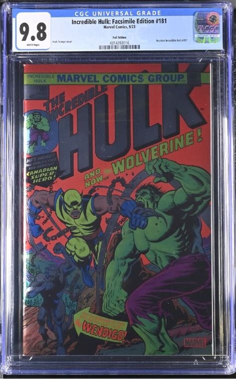 Incredible Hulk Facsimile Foil Edition St Wolverine Marvel Comics