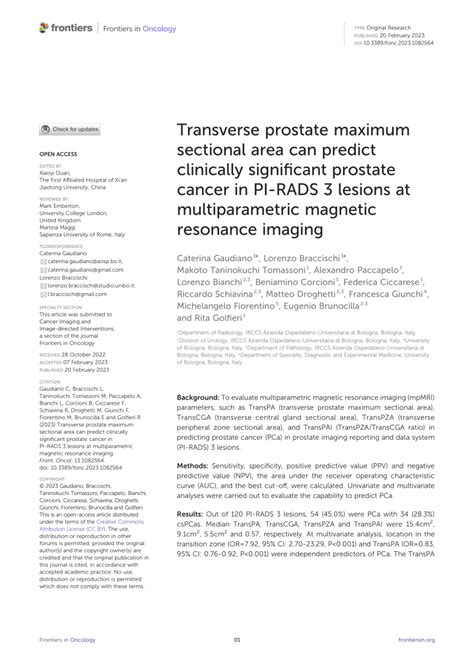 Pdf Transverse Prostate Maximum Sectional Area Can Predict Clinically Significant Prostate