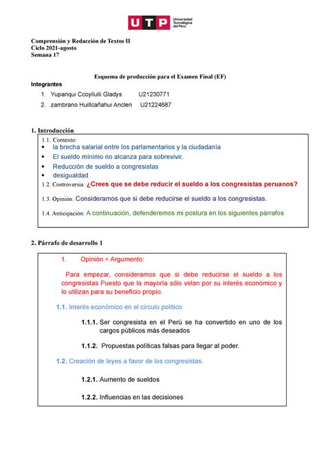 S Formato Para El Esquema De Producci N Comprensi N Y