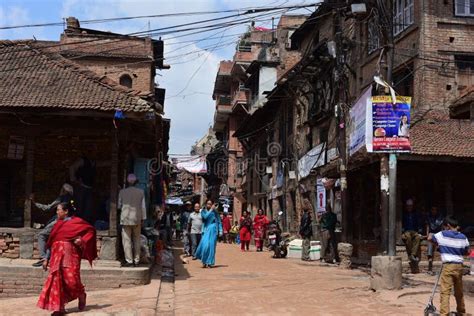 BHAKTAPUR,NEPAL-April 2015: View Of People In Town At Bhaktapur Editorial Image - Image of ...