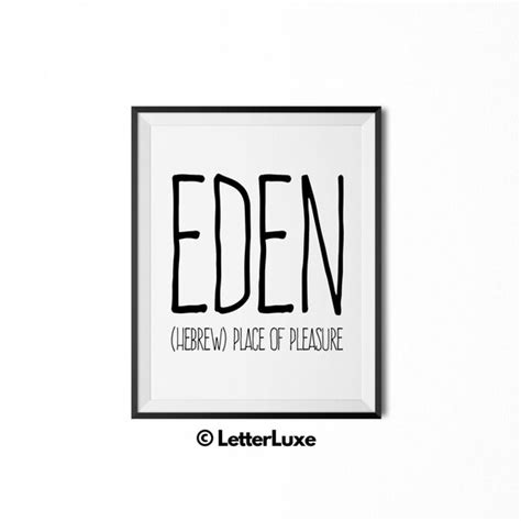 Eden Name Meaning Art Printable Baby Shower Gift Nursery