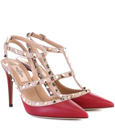 Lyst Valentino Garavani Rockstud Leather Pumps In Red