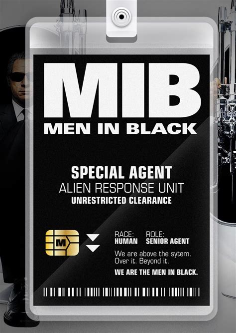 Men In Black Id Badge Card Halloween Cosplay Costume Name Tag Etsy