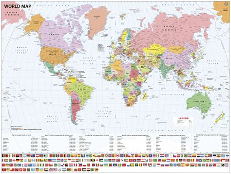 World with Flags Wall Map by Maps of World - MapSales