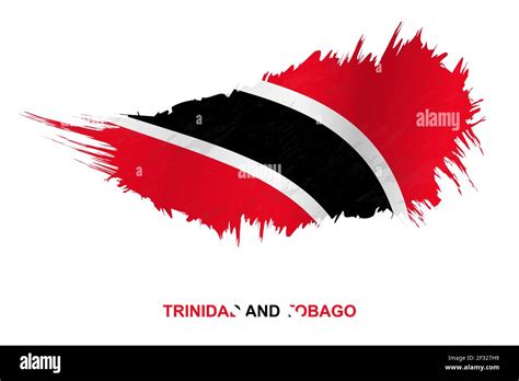 Flag Of Trinidad And Tobago In Grunge Style With Waving Effect Vector Grunge Brush Stroke Flag