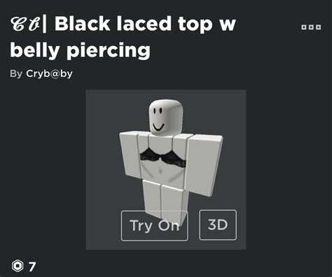 ROBLOX Lace Top Black Lace Tops Belly Piercing Roblox