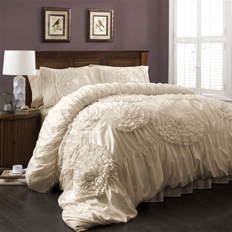 Fluffy White Comforter Set Full - Goose Down Comforter White Pink Satin ...