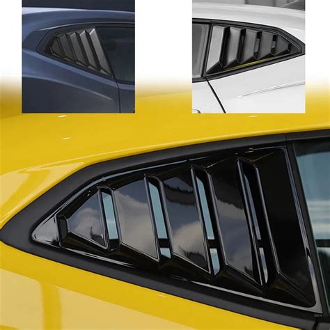 Pcs Set Rear Quarter Window Louvers Sun Shade Black Shiny Carbon