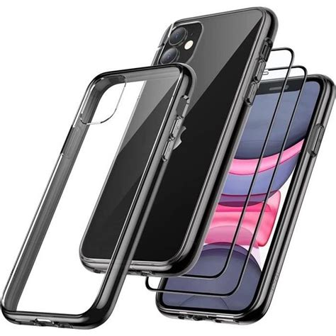 Coque pour IPHONE 11 2 vitres verre trempé coque hybride plastique