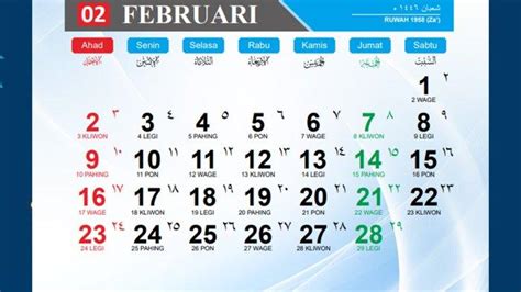 Kalender Februari 2025 Jawa Dan Hijriah Lengkap Dengan Tanggal Merah