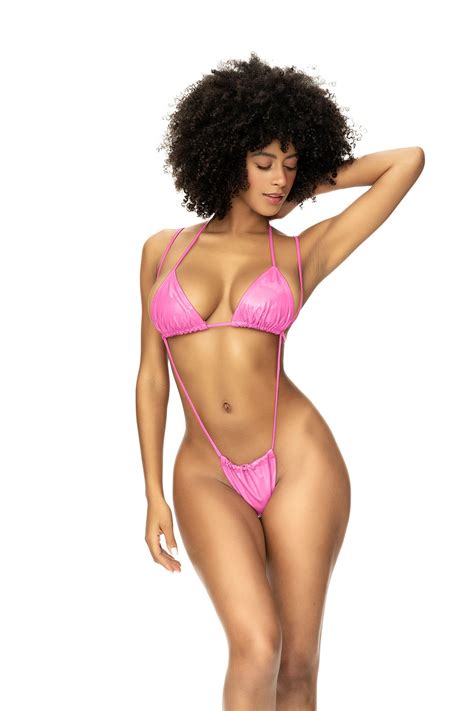 Mapal Sexy Slingshot Bikini In Finitura Rosa Lucida