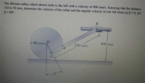 Solved The 80 Mm Radius Wheel Shown Rolls To The Left With A Chegg